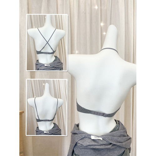 掛脖吊帶美背小胸顯大聚攏內衣女細肩帶無痕交叉露背大u型文胸罩