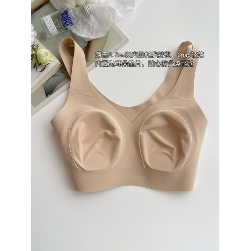 不悶熱背心式超薄兔耳朵大胸顯小無痕無鋼圈美背內衣女寬肩帶胸罩