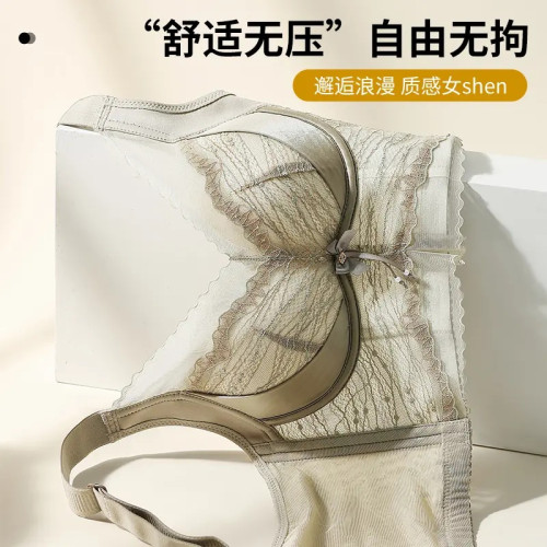 【院線】無鋼圈聚攏傳統型無插片文胸女上托防下垂調整型蕾絲內衣