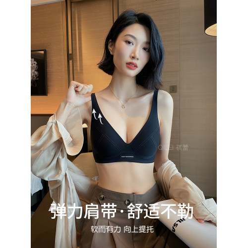 軟支撐內衣女聚攏小胸無鋼圈收副乳防下垂薄款舒適果凍條無痕文胸