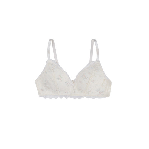 馨幫幫Bra 甜美蕾絲碎花三角杯內衣女小胸聚攏防下垂無鋼圈文胸罩