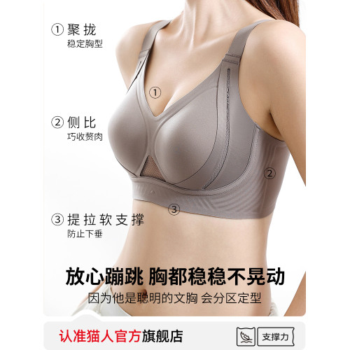 貓人無痕內衣女聚攏小胸提拉軟支撐調整型收副乳防下垂美背文胸罩