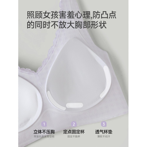 少女內衣發育期初高中學生女童花邊無痕防凸點矯姿運動防震文胸罩