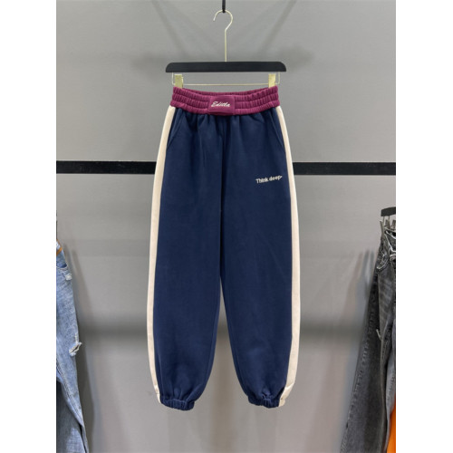 歐貨撞色拼接休閒衛褲女2025秋冬新款加絨高腰寬鬆哈倫束腳運動褲