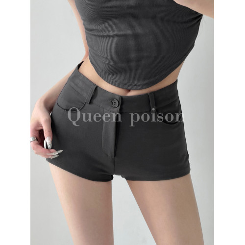 美式辣妹風顯身材彈力短褲女夏季低腰緊身顯瘦包臀A字濶腿熱褲潮