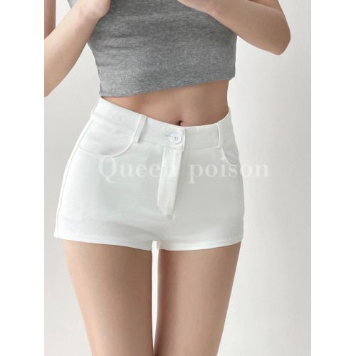 美式辣妹風顯身材彈力短褲女夏季低腰緊身顯瘦包臀A字濶腿熱褲潮