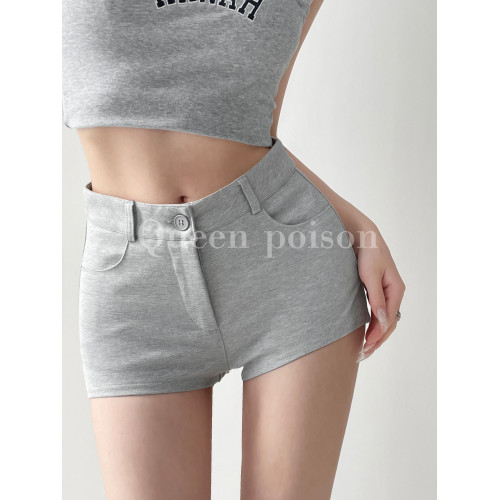 美式辣妹風顯身材彈力短褲女夏季低腰緊身顯瘦包臀A字濶腿熱褲潮