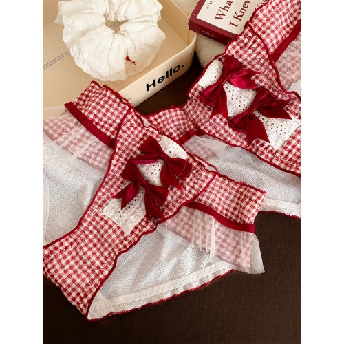 酒心紅結~可愛紅色本命年內褲女舒適中腰不夾屁屁透氣女士三角褲