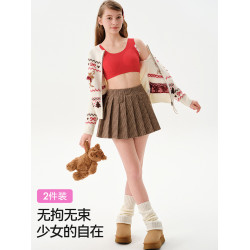 ELLE girl少女內衣紅色本命年文胸初中高中生發育期學生無痕背心