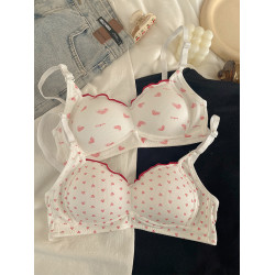 甜美愛心內衣女小胸聚攏無鋼圈學生高中生舒適透氣三角杯文胸罩