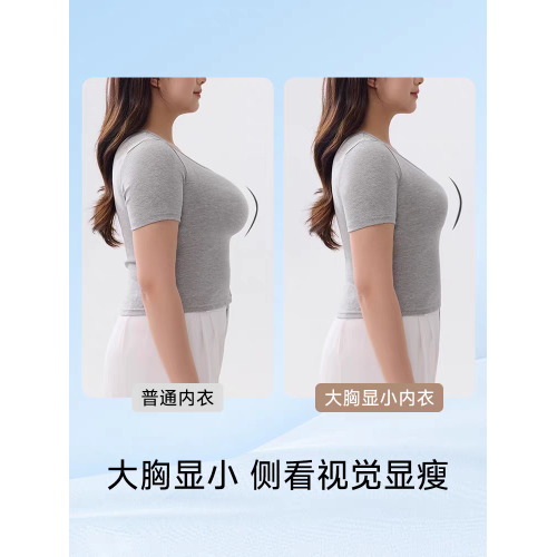 大胸顯小內衣女全罩杯薄款聚攏防下垂收副乳2025無痕胖mm塑形文胸