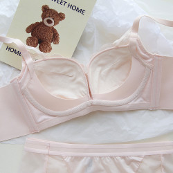 法式精緻高級奶油風柔軟親膚內衣女莫代爾無鋼圈小胸聚攏文胸套裝