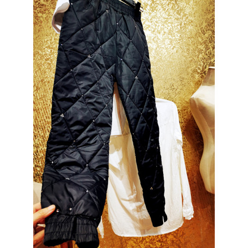 高定獨特魅力ACCLDD~華麗經典閃亮重工水鑽絡紋加絨棉保暖褲子~特