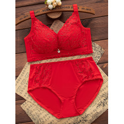 本命年紅色內衣內褲套裝女無鋼圈小胸聚攏文胸結婚新娘2026屬馬年