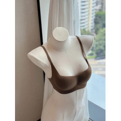 無痕方領裸感小胸聚攏內衣女上托防下垂軟支撐無鋼圈收副乳文胸罩