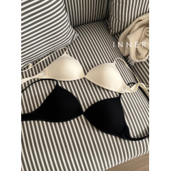 INNER櫻內 法式三角杯內衣女夏薄款小胸不空杯細帶美背文胸無鋼圈