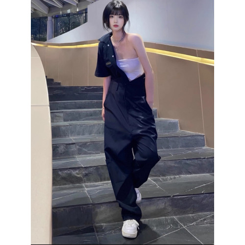 黑色連體工裝背帶褲女2025新款機能連體衣套裝一體式酷颯風連體褲