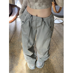 美式復古工裝褲女春秋2025新款濶腿褲寬鬆休閒降落傘兵直筒褲子
