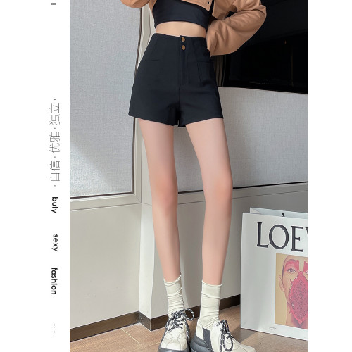 緊身彈力黑色短褲女夏季2024新款高腰顯瘦辣妹百搭外穿a字熱褲子