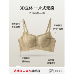 貓人內衣女小胸聚攏顯大防下垂收副乳無鋼圈調整型文胸罩無痕美背