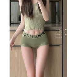 冰絲無痕四角內褲女款純棉抑菌襠夏薄款女士高腰包臀收腹平角短褲