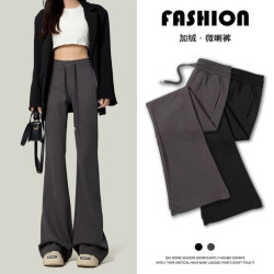 單/兩件  純色高腰微喇叭馬蹄褲女春秋百搭垂感顯瘦休閒拖地衛褲
