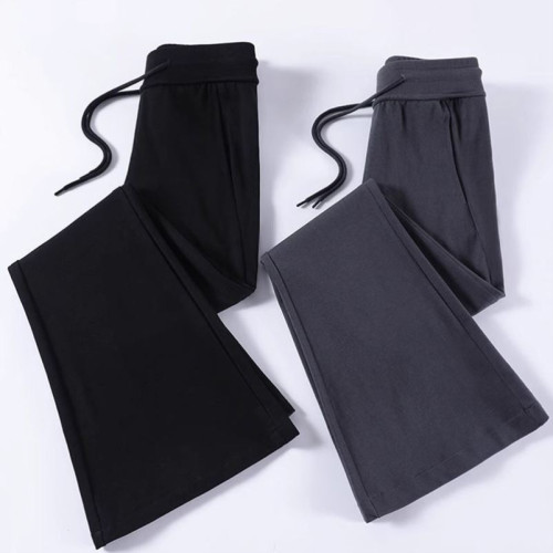 單/兩件  純色高腰微喇叭馬蹄褲女春秋百搭垂感顯瘦休閒拖地衛褲