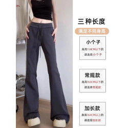 灰色運動褲女微喇叭褲秋季2025新款高腰馬蹄褲休閒小個子美式衛褲