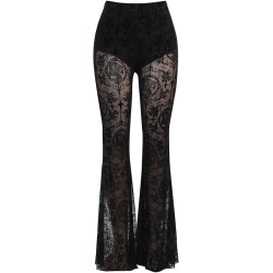 Wannathis亞文化heels舞服黑色蕾絲性感喇叭褲網紗辣妹舞蹈長褲子