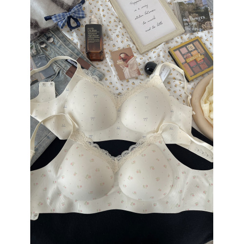 甜美碎花內衣女小胸聚攏無鋼圈舒適透氣收副乳防下垂學生無痕文胸