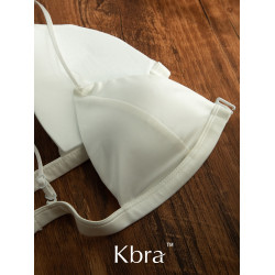 Kbra珠光絲法式三角杯內衣女超薄款夏季美背細肩帶前釦文胸罩緞面