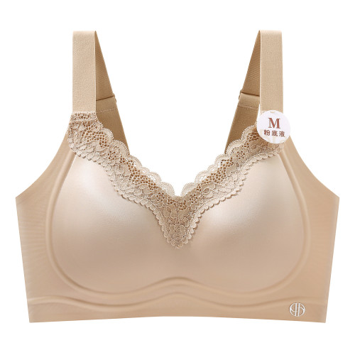 油光緞面一體式固定杯光面無痕內衣聚攏收副乳防下垂無鋼圈文胸罩