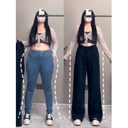 大碼西裝褲女春款梨形身材胖mm高腰遮胯顯瘦窄版濶腿褲百搭休閒褲