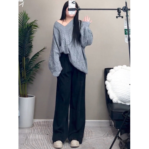 大碼西裝褲女春款梨形身材胖mm高腰遮胯顯瘦窄版濶腿褲百搭休閒褲