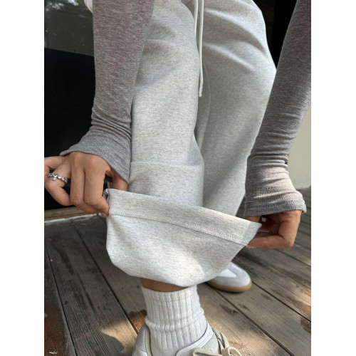 Audwyn鐮刀褲寬鬆休閒衛褲秋空氣觸感條紋彎刀褲抽繩運動長褲