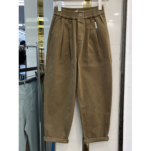 哈倫蘿蔔褲九分日系繙邊休閒老爹褲韓版工裝松緊腰顯瘦復古女秋冬