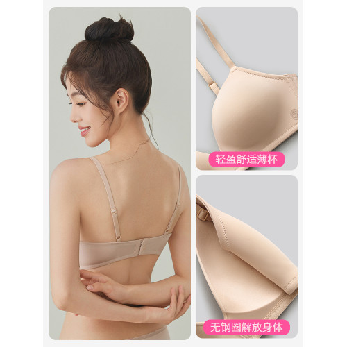 6IXTY8IGHT光面無痕內衣女舒適簡約無鋼圈透氣薄款小胸聚攏文胸罩