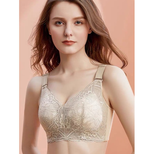 大胸顯小文胸罩薄無鋼圈聚攏防下垂調整型收副乳內衣女全罩杯