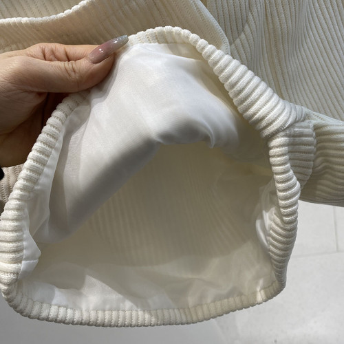 燈芯絨百搭休閒短褲女2024年春秋季新款韓版顯瘦高腰濶腿褲配腰帶