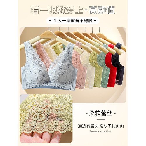 品牌內衣女士聚攏小胸上托無鋼圈收副乳防下垂薄款乳膠文胸罩套裝