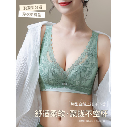 品牌內衣女士聚攏小胸上托無鋼圈收副乳防下垂薄款乳膠文胸罩套裝
