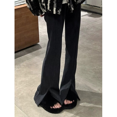 175高個子加長版180雪尼爾開叉微喇褲女秋冬顯瘦燈芯絨窄版濶腿褲