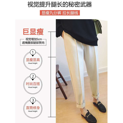 灰色毛呢菸琯褲女秋冬2025新款小腳九分哈倫小個子顯瘦直筒奶奶褲