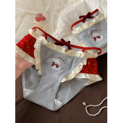 波點甜喵~女生甜美可愛鏤空內褲女2026新款舒適親膚款中腰三角褲