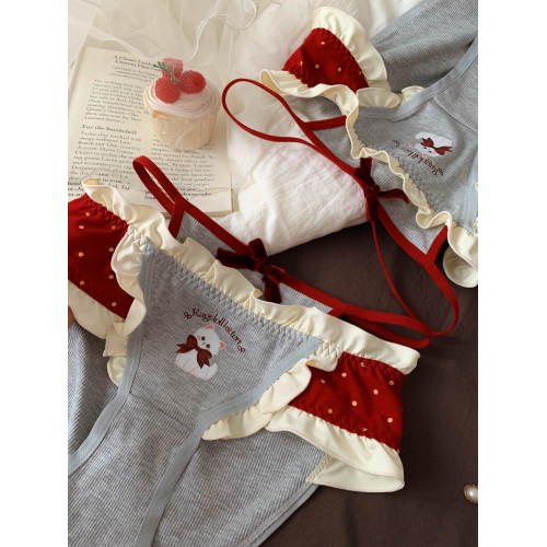 波點甜喵~女生甜美可愛鏤空內褲女2026新款舒適親膚款中腰三角褲