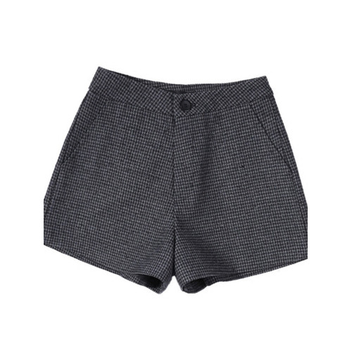 大碼毛呢短褲女2025秋冬新款高腰A字濶腿休閒褲胖mm外穿打底靴褲