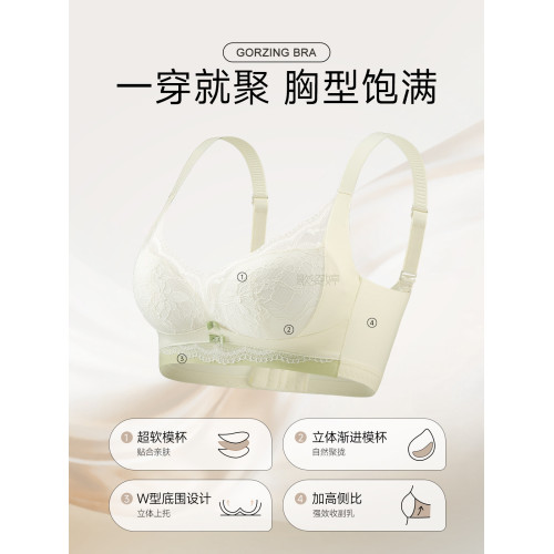 聚攏內衣女小胸顯大收副乳防下垂蕾絲無鋼圈2025新款調整型文胸罩