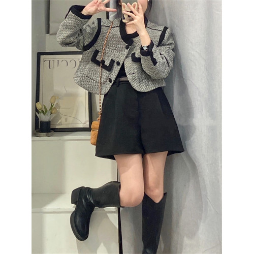 大碼胖mm濶腿短褲女春秋配毛衣毛呢褲子直筒打底褲遮胯顯瘦靴褲潮