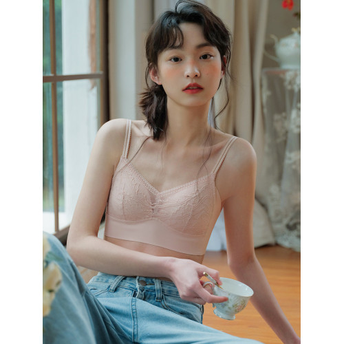 馨幫幫Bra 小清新蕾絲面小胸胸罩無鋼圈調整型文胸聚攏上托內衣女