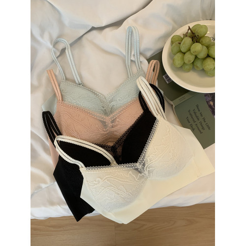 馨幫幫Bra 小清新蕾絲面小胸胸罩無鋼圈調整型文胸聚攏上托內衣女